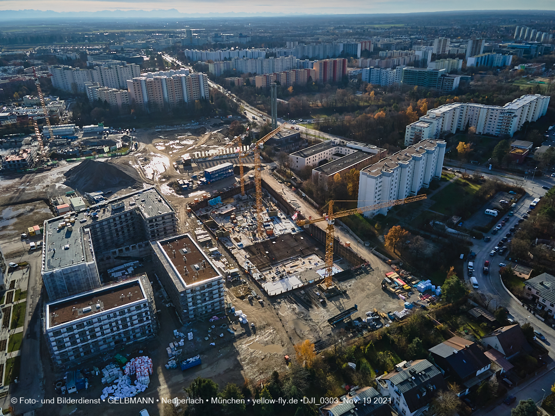 19.11.2021 - Luftbilder von der Baustelle Alexisquartier und Pandion Verde in Neuperlach